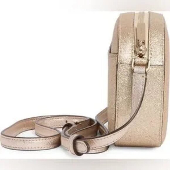 kate spade Glimmer Oval Camera Bag, Gold with Glitter, Crossbody, NEW with Tag - Picture 5 of 15